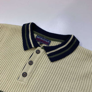 METROPOLIS ハーフボタン デザインアクリルニット