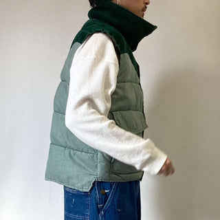 古着 70's～ Black Sheep "made in USA" アメリカ製 コーデュロイ切替 ハイネック 中綿ベスト