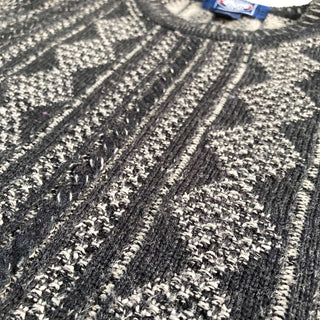 古着 90's KNIGHTBRIDGE FOR MEN 総柄 ストライプ アクリル 3Dニットセーター