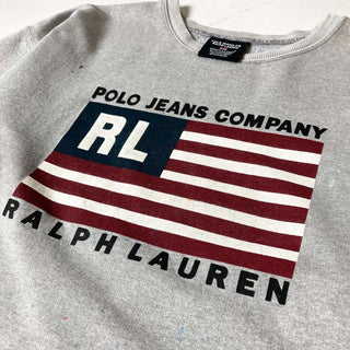 古着 POLO Ralph Lauren 星条旗 プリント スウェットシャツ