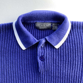 古着 90's デザイン ハーフボタン コットン ポロニットセーター