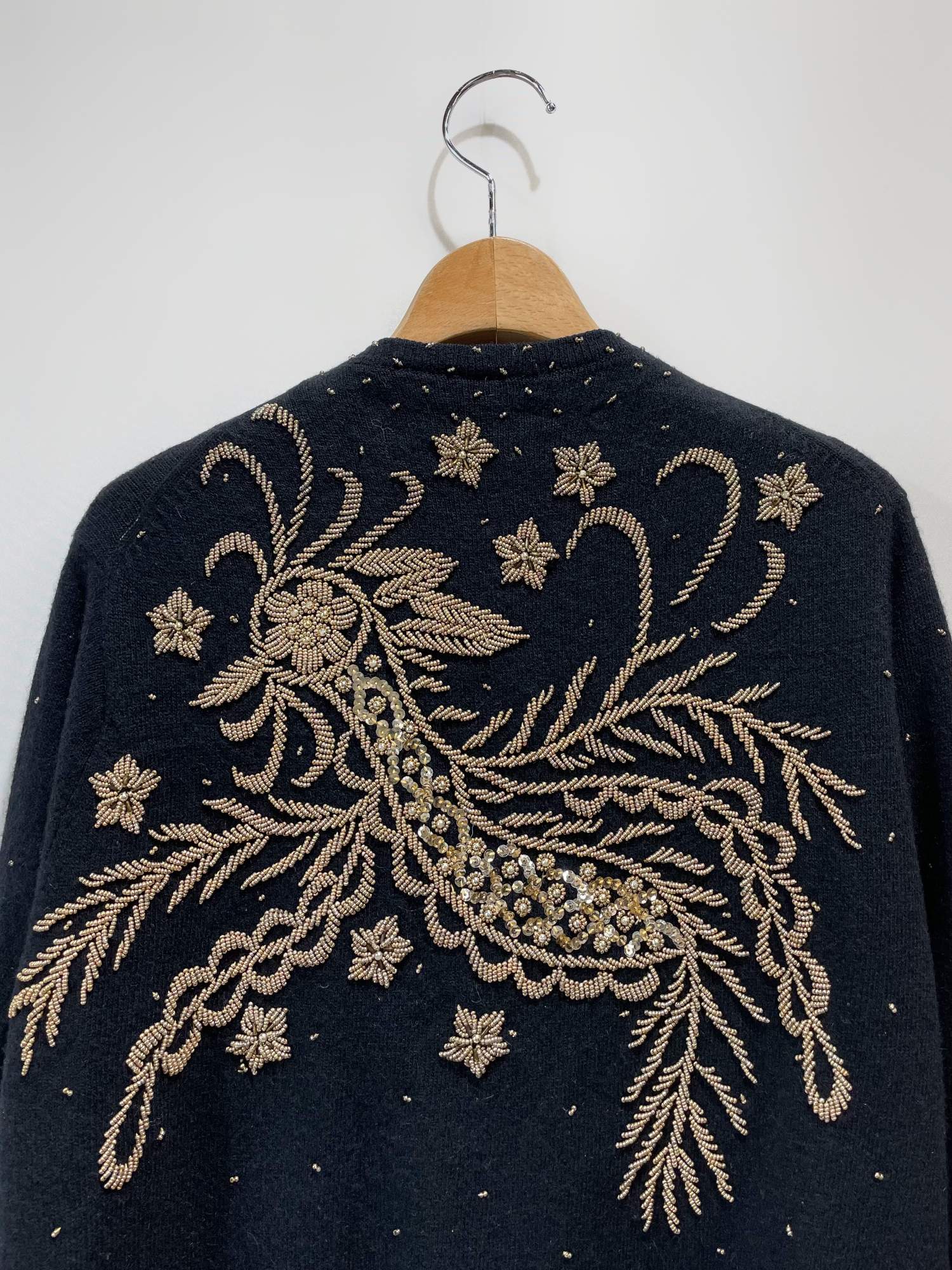 〜60's ビーズ刺繍 アンゴラ混 ニットカーディガン