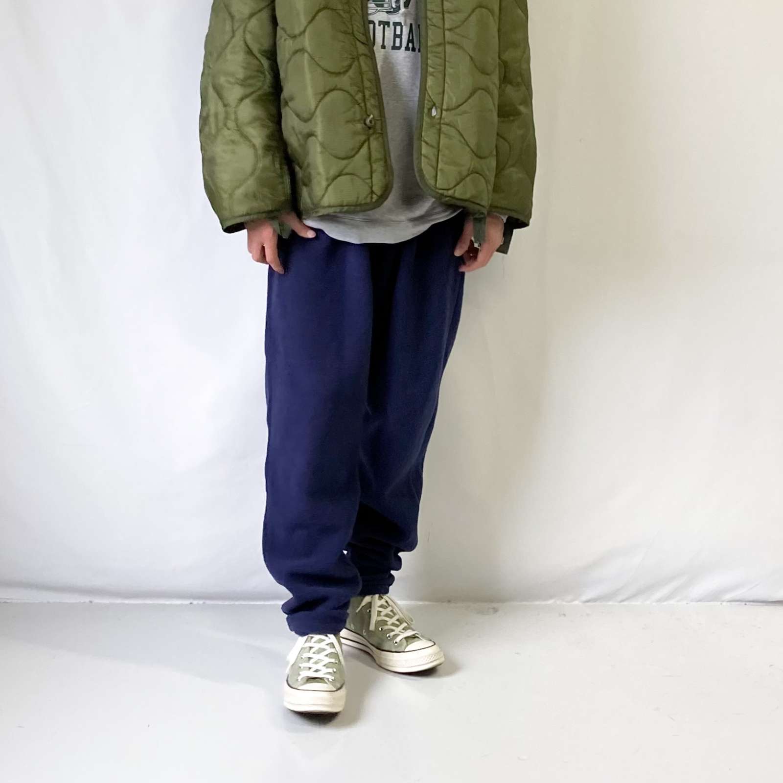 古着 Champion ワンポイント ロゴ フリース パンツ