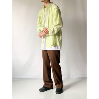 IZOD ストライプ柄 L/S シャツ (ピスタチオ×ブルー)