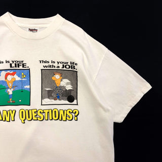 90's POWEPPPO "ANY QUESTIONS?" デザインプリントTシャツ
