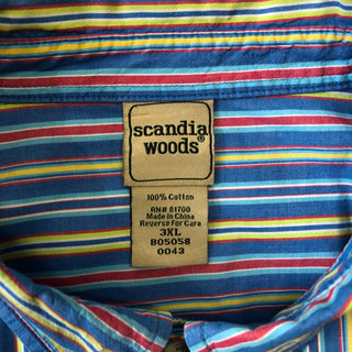 scandia woods マルチストライプ ボタンダウンS/Sシャツ