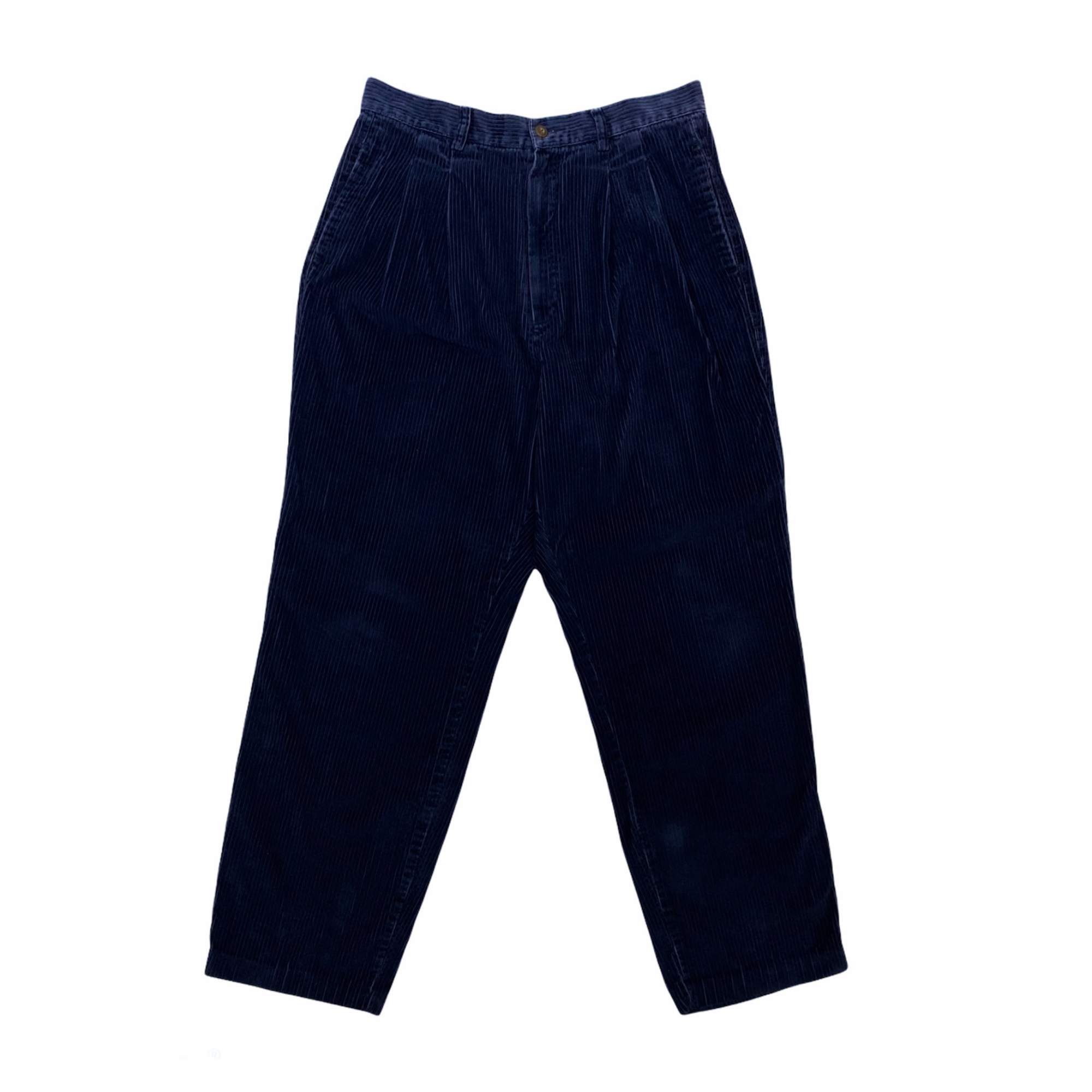 Eddie Bauer 2タック 太畝 コーデュロイ パンツ (ネイビー)