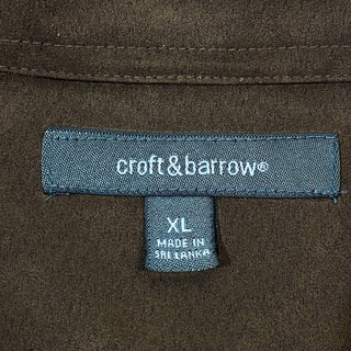 croft & barrow ピーチスキン シャツ (ブラウン)