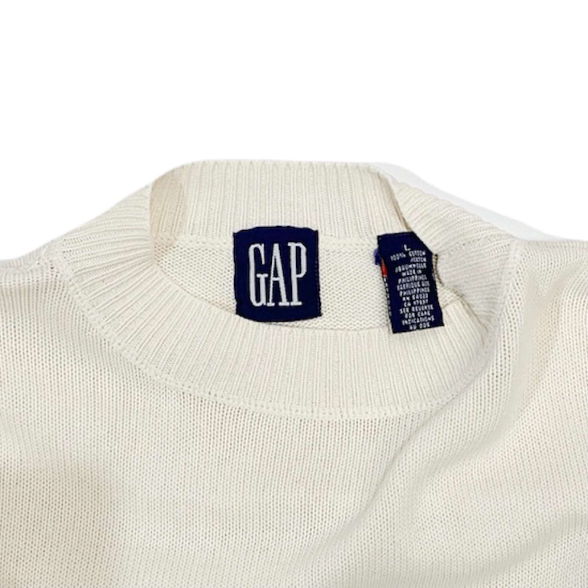 OLD GAP モックネック ケーブル コットン ニット 白 M