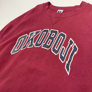 "made in USA" RUSSELL "OKOBOJI" カレッジプリント スウェットシャツ