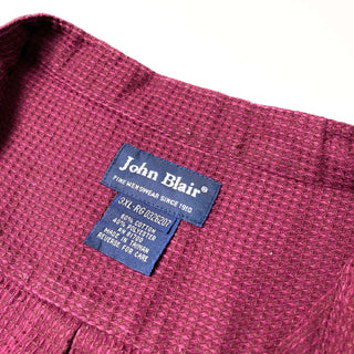 90's John Blair バンドカラー ビッグシャツ(ワインレッド)