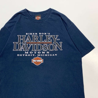 HARLEY DAVIDSON 両面ロゴプリント Tシャツ(ネイビー)