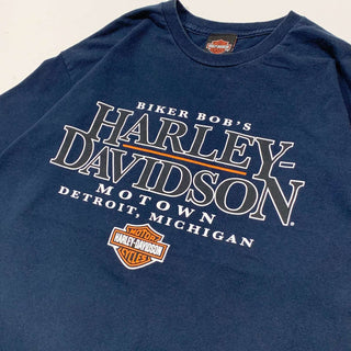 HARLEY DAVIDSON 両面ロゴプリント Tシャツ(ネイビー)