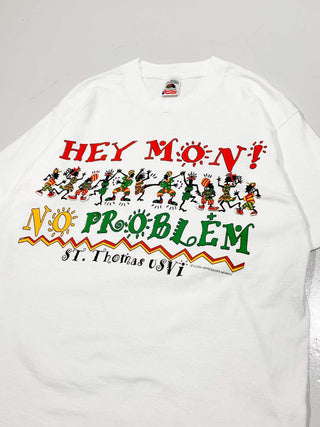 "HEY MON! NO PROBLEM" プリント Tシャツ