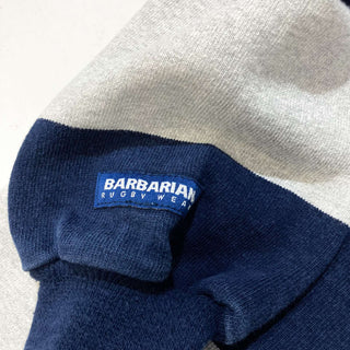 古着 90's カナダ製 BARBARIAN ワンポイント ボーダー 長袖 ラガーシャツ