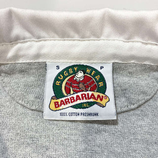 古着 90's カナダ製 BARBARIAN ワンポイント ボーダー 長袖 ラガーシャツ
