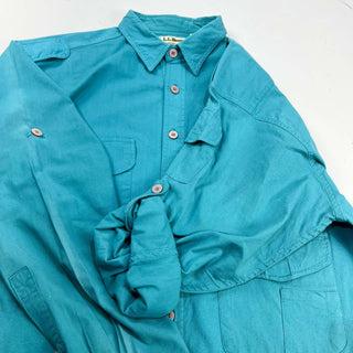 古着 80's~90's L.L.Bean マルチポケット 長袖シャツ 無地