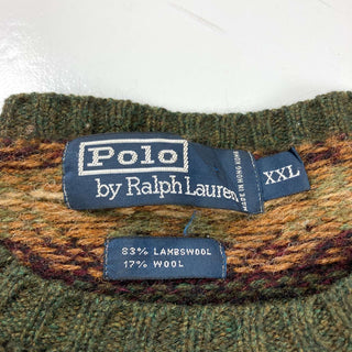 古着 OLD Ralph Lauren 総柄 ボーダー シェットランドウール ニット セーター