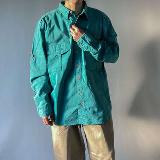 古着 80's~90's L.L.Bean マルチポケット 長袖シャツ 無地