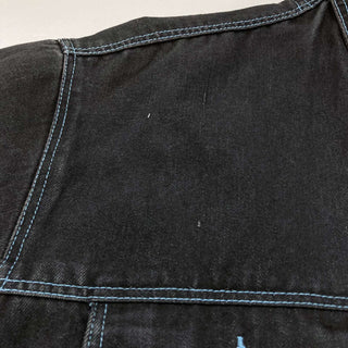 90's KNOCKOUT オーバーサイズ ブルーステッチ ブラックデニムジャケット