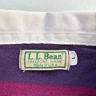 古着 80's "made in USA" L.L.Bean パープル ボーダー ラガーシャツ