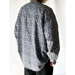 BACH RACH L/S 総柄 バンドカラーシャツ