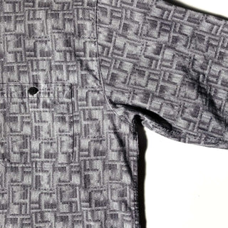 BACH RACH L/S 総柄 バンドカラーシャツ