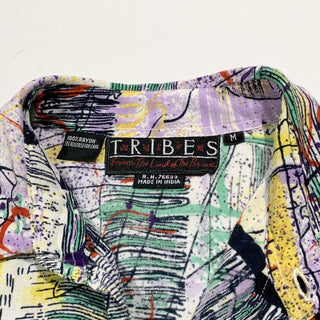 90's TRIBES インディアンレーヨン アート柄 S/S シャツ