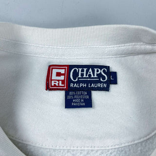 古着 90's〜 CHAPS Ralph Lauren 刺繍 カレッジ風 ホワイト 柄スウェット