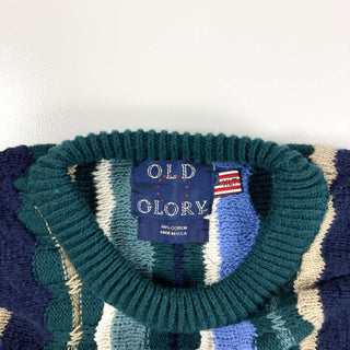 90's "made in USA" OLD GLORY 3Dコットンニットセーター