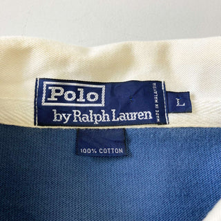 古着 OLD Ralph Lauren サーモンピンク×ネイビー ボーダー ラガーシャツ