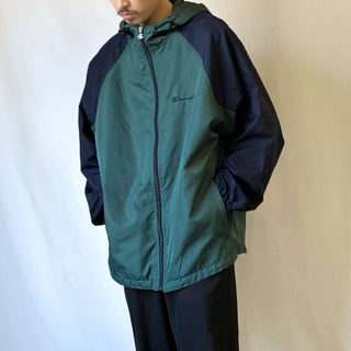 古着 Champion フルジップ ナイロン ジャケット パーカ