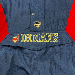 古着 90’s STARTER インディアンズ 旧ロゴ ハーフジップ ナイロンジャケット