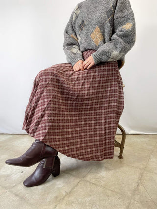 アメリカ製 70s MUMPITZ チェック柄 ウール プリーツスカート