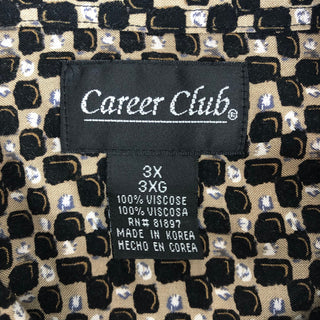 Career Club 総柄ブラック半袖シャツ