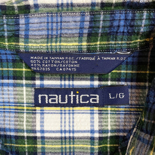 90's nautica シアサッカーチェックS/Sシャツ