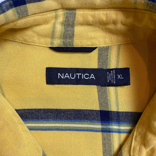 NAUTICA リネンレーヨンチェックS/Sシャツ