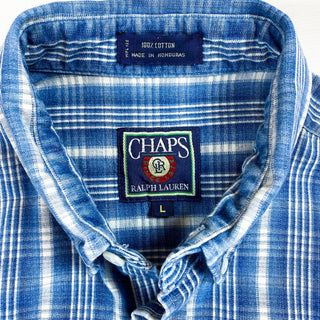 90's CHAPS インディゴチェックS/Sシャツ